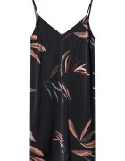 Esotiq Camasa de noapte gri inchis - imprimeu floral - satinata - fara maneci - decolteu in V -