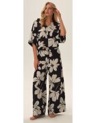 Esotiq Pijama dama Jin Negru-Alb