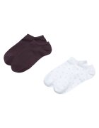 Esotiq Sosete dama set 2 perechi alb - violet inchis - bumbac - scurte