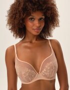 Esotiq Sutien Oleksa - cu broderie florala - fara burete - poliamida - bej
