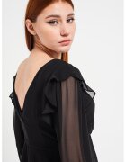ESPRIT Bluza cu decolteu in V si maneci din sifon - Negru