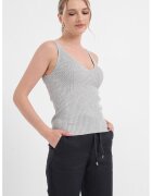 ESPRIT Top striat cu model uni - Gri melange