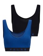 Falke Set de bustiere din amestec de bumbac cu logo - 2 piese - Negru/Albastru royal