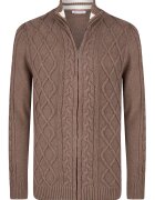 Felix Hardy Cardigan cu fermoar si model torsade - Maro inchis
