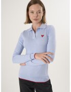 Felix Hardy Pulover polo cu terminatie contrastante - Albastru lavanda