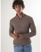 Felix Hardy Pulover regular fit cu fenta cu fermoar - Maro