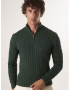 Felix Hardy Pulover regular fit cu fenta cu fermoar - Verde englez