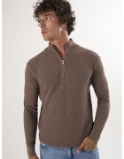 Felix Hardy Pulover slim-fit cu fenta cu fermoar - Maro