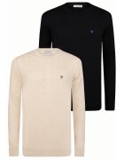 Felix Hardy Set de pulovere tricotate cu decolteu la baza gatului - 2 piese - Negru/Bej melange