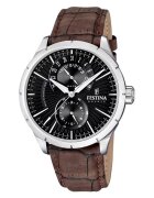 Festina Ceas argintiu si maro cu cadran negru