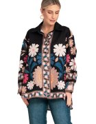 Figl Bluza boho florala - multicolor - asimetrica - poliester -