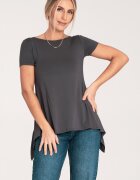 Figl Bluza dama asimetrica - cu volane - gri inchis - textil