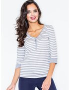 Figl Bluza dama - Bumbac/Elastan - Gri/Alb