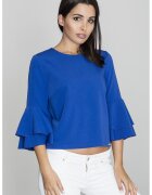 Figl Bluza dama - Cu volane - Poliester/Viscoza - Albastru
