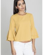 Figl Bluza dama - Cu volane - Poliester/Viscoza - Galben