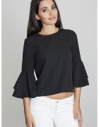 Figl Bluza dama - Cu volane - Poliester/Viscoza - Negru