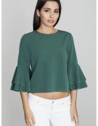 Figl Bluza dama - Cu volane - Poliester/Viscoza - Verde