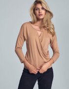 Figl Bluza dama decolteu plic - maneci 3/4 - bej - elastan/poliester/viscoza