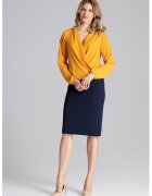 Figl Bluza dama eleganta - Maneca lunga - Poliester/Elastan - Galben mustar