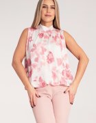 Figl Bluza dama - Fara maneci - Poliester - Alb/Roz -