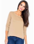 Figl Bluza dama - Fermoare - Poliester/Elastan - Bej -