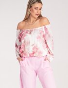 Figl Bluza dama flori - Poliester - Alb/Roz -