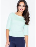 Figl Bluza dama - Maneca lunga - Bumbac - Turcoaz -