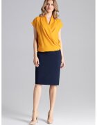Figl Bluza dama - Maneca scurta - Eleganta - Poliester/Elastan - Galben mustar