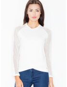 Figl Bluza dama - Maneci plasa - Poliester/Elastan/Viscoza - Alb