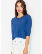 Figl Bluza dama - Maneci trei sferturi - Poliester - Albastru/Alb