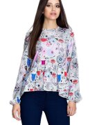Figl Bluză damă Nidine M594 roz - Alb
