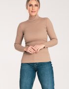 Figl Bluza dama pe gat - Bumbac/Elastan - Bej