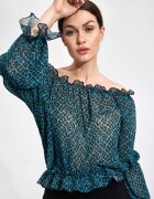 Figl Bluza dama - Poliester - Cu elastic - Verde/Negru