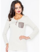 Figl Bluza dama - Poliester/Elastan - Cu nasturi - Bej