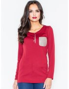 Figl Bluza dama - Poliester/Elastan - Cu nasturi - Rosu