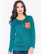 Figl Bluza dama - Poliester/Elastan - Cu nasturi - Verde