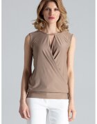 Figl Bluza dama - Poliester/Elastan - Fara maneci - Eleganta - Bej
