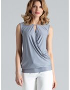 Figl Bluza dama - Poliester/Elastan - Fara maneci - Eleganta - Gri