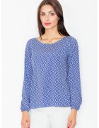 Figl Bluza dama - Poliester/Elastan - Model geometric - Albastru