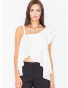 Figl Bluza dama - Poliester/Elastan/Viscoza - Cu volane - Alb