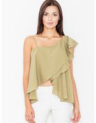 Figl Bluza dama - Poliester/Elastan/Viscoza - Cu volane - Masliniu