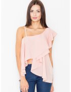 Figl Bluza dama - Poliester/Elastan/Viscoza - Cu volane - Roz
