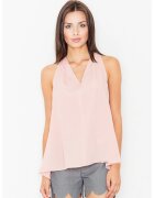 Figl Bluza dama - Poliester/Elastan/Viscoza - Spatele deschis - Decolteu V - Roz