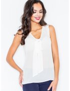 Figl Bluza dama - Poliester - Guler tip cravata - Alb