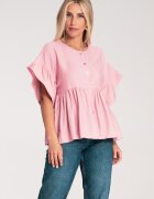 Figl Bluza dama - roz - croiala lejera - bumbac - cu volane -