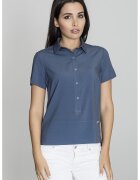 Figl Bluza dama - Tip camasa - Maneca scurta - Poliester/Elastan - Bleumarin -