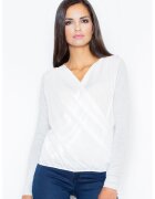 Figl Bluza dama - Viscoza/Elastan - Alb/Gri deschis