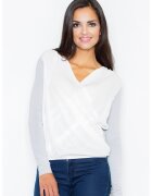 Figl Bluza dama - Viscoza/Elastan - Alb/Gri inchis