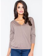 Figl Bluza dama - Viscoza/Elastan - Decolteu V - Maro -