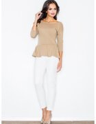 Figl Bluza eleganta dama - Bumbac/Elastan - Bej - XL -
